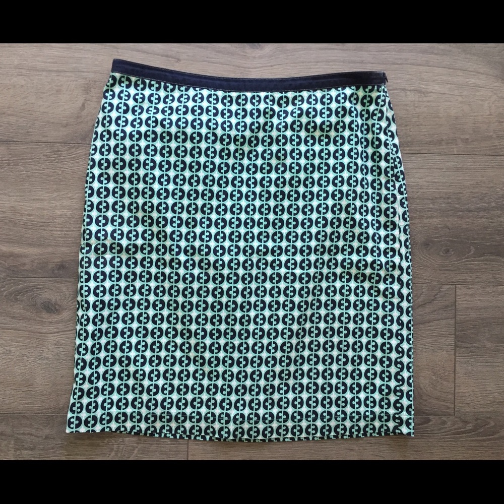 Boden Geometric Print Green Cotton Skirt Women's Size 10R